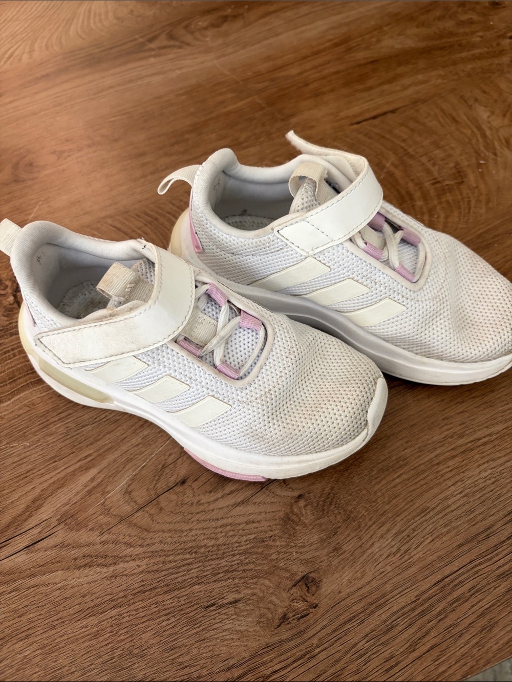 Adidas Kids White and Pink Athletic Sneakers